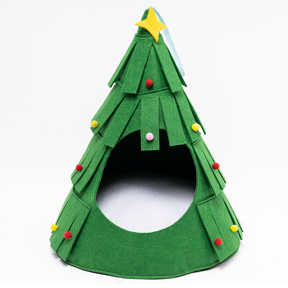Manufacturer Wholesale Green Triangle Cat Bed Christmas Tree