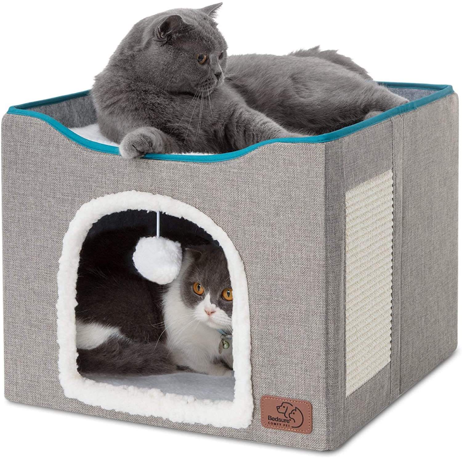 2 In 1 Cat Scratching Toys Foldable Cat House Warm Cat Bed