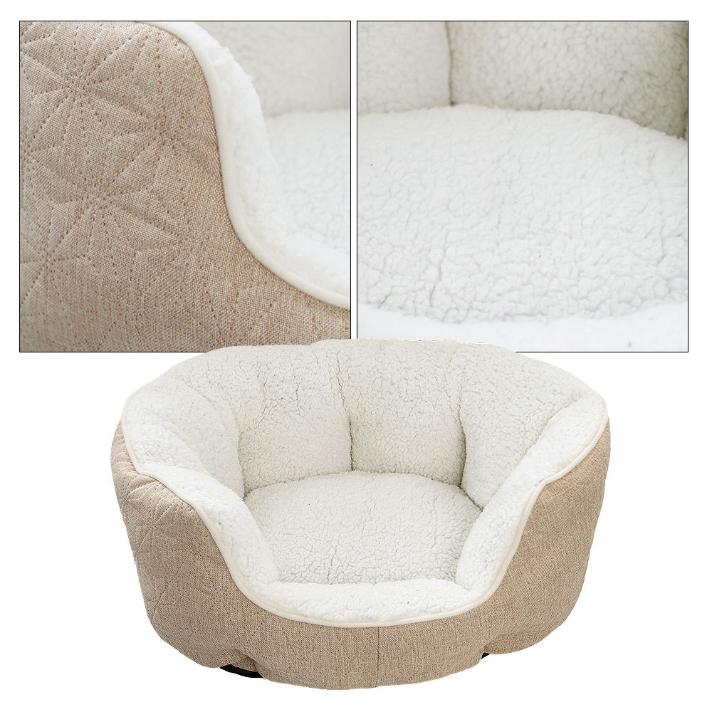 New Design Comfortable Soft Imitation Linen Plush Pet Dog Bed