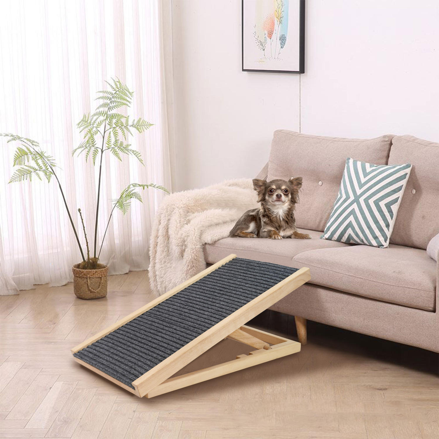 Wooden Eco Friendly Adjustable Height Pet Stairs Steps