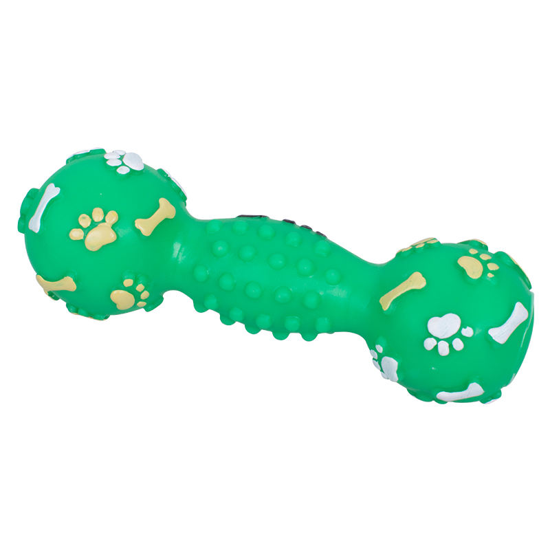 Manufacture Custom Eco Friendly Safety Vinyl Pet Toys Dumbbell Style Dog Chew Ball Toys