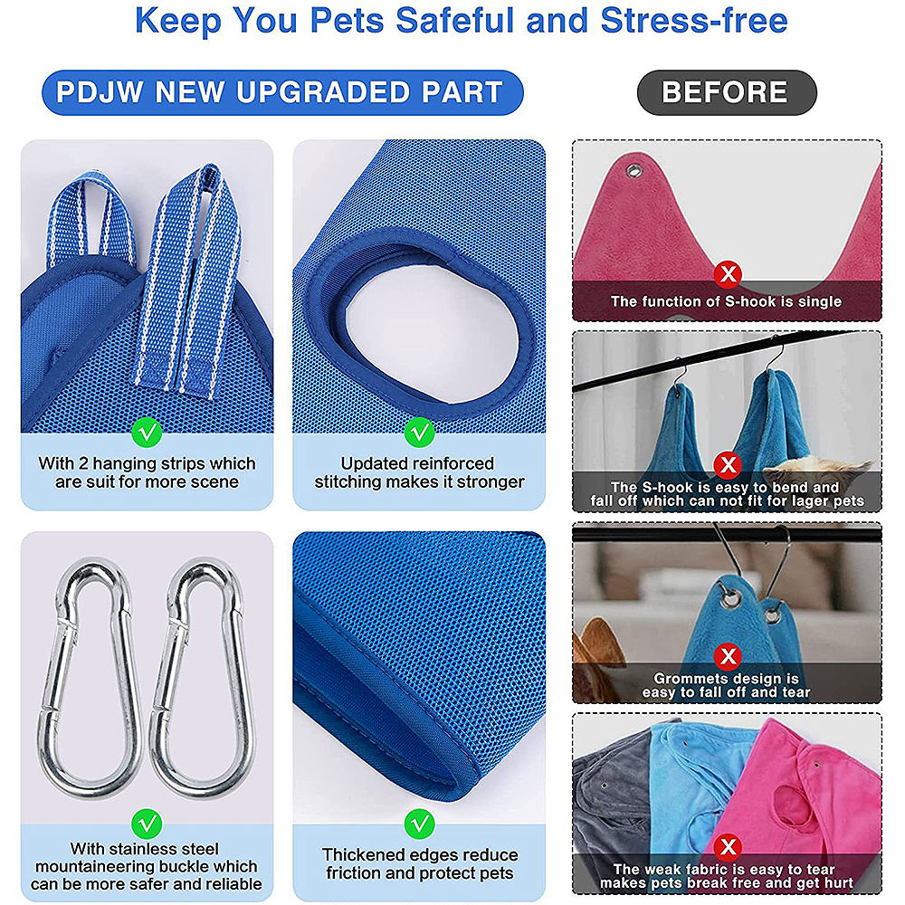 Breathable Durable Pet Grooming Hammock Kit With Nail Clippers And Grinder