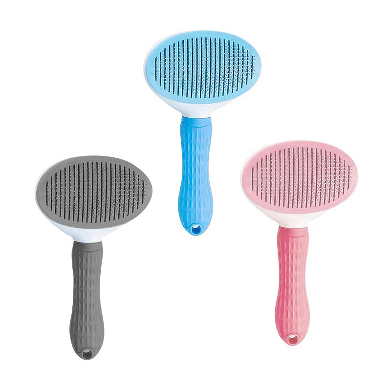 Wholesale & Customize One Key Hair Remover Rubber Handle Dog Brush Pet Comb