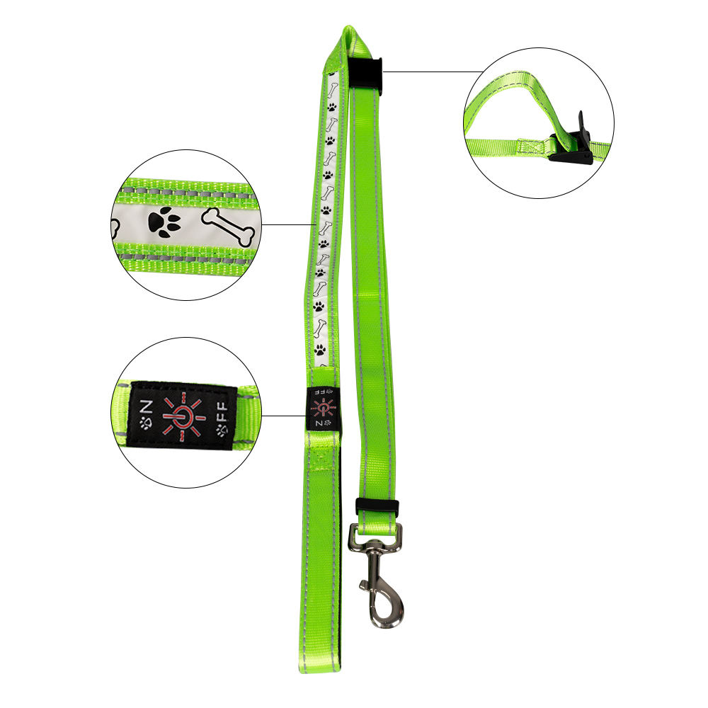 Pattern Printing Usb Rechargeable Led Dog Collar And Leashes Set