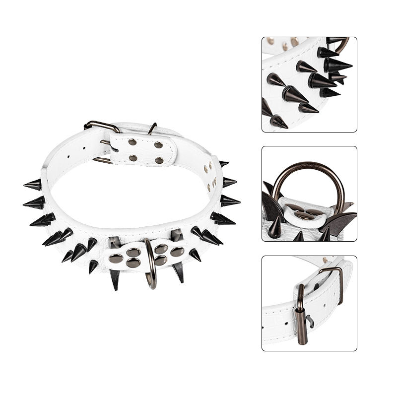 Wholesale Custom Quick Released Adjustable Pu Leather Spike Dog Collar For Large Dog
