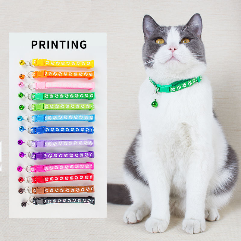 Wholesale Custom Reflective Printing Multiple Colors Cat Collar With Bell