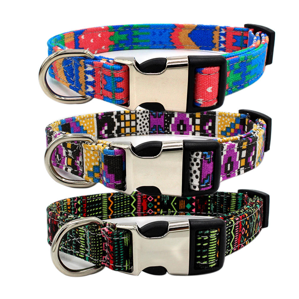 Bohemian Style Multiple Colors Dog Collar Quick Release Adjustable Pet Collar For Dog