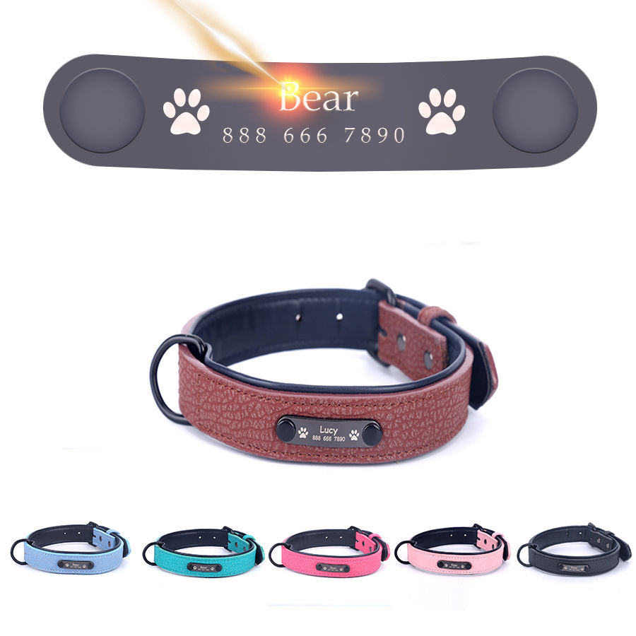 Wholesale Adjustable Pu Dog Collar Custom Logo And Id Pet Collar