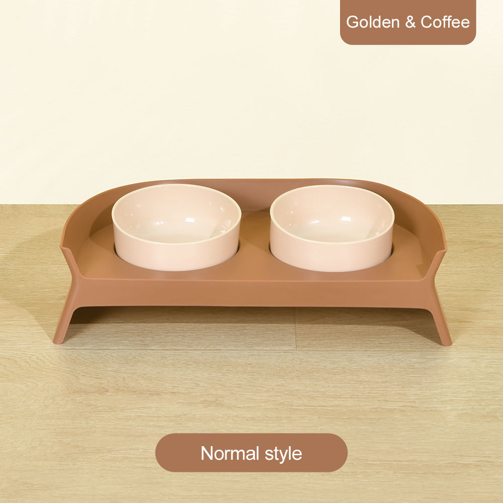New Design Slanted Ceramic Pet Double Bowls For Dogs And Cats