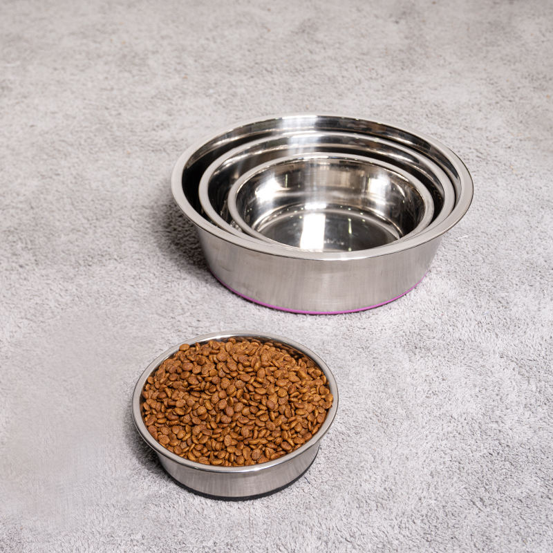 Wholesale Custom Stainless Steel Non-slip Silicone Bottom Metal Dog Bowl