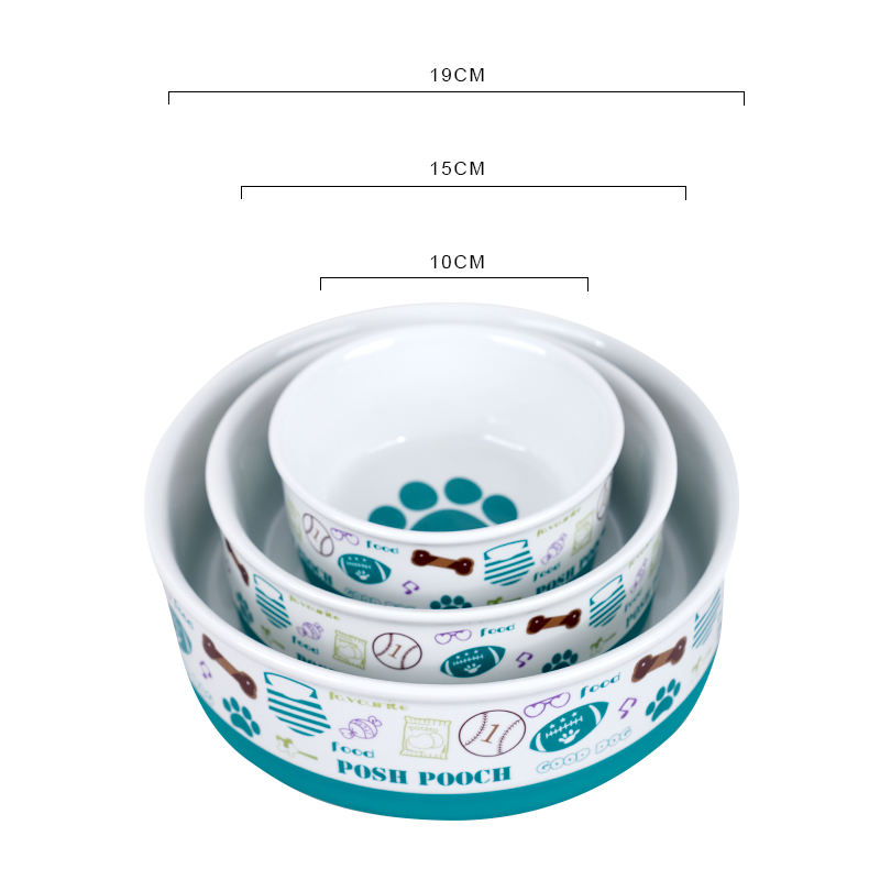 Wholesale Custom Silicone Ring Non-slip Design Fashion Printed Ceramic Dog Bowl