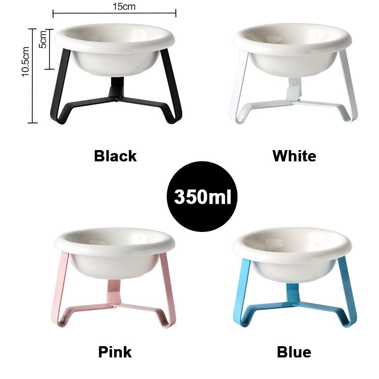 Wholesale Custom New Design Ceramic Pet Bowl With Colorful Stainless Steel Stand For Cats And Dogs