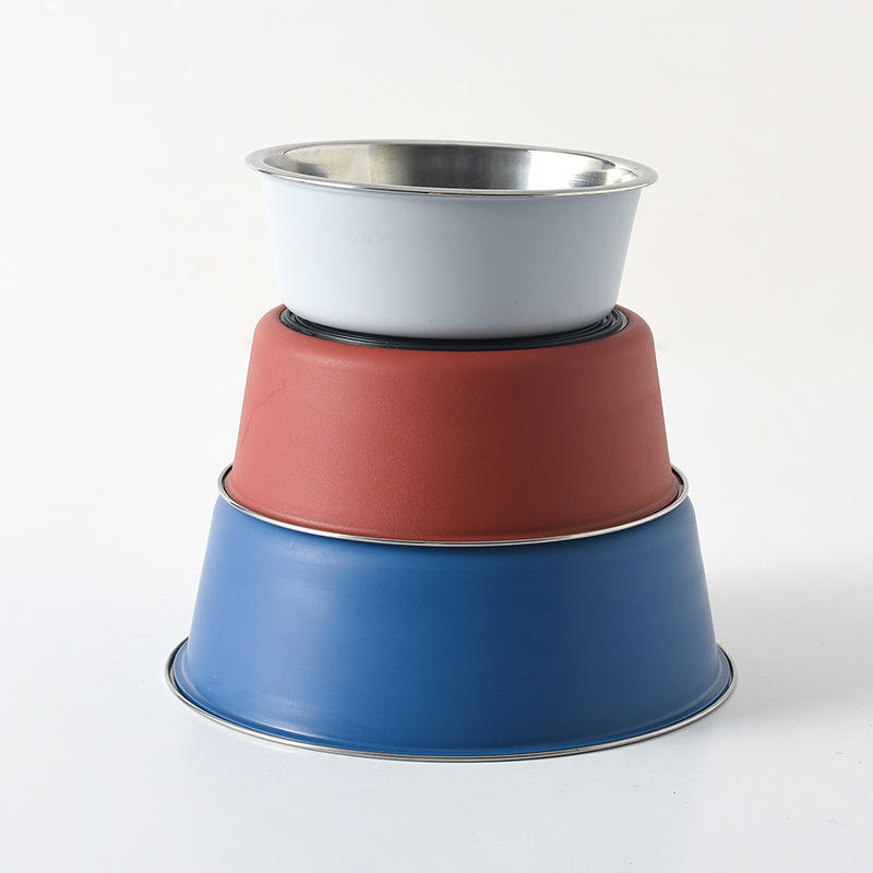 Manufacturer Custom Non-slip Rubber Bottom Stainless Steel Metal Dog Bowl