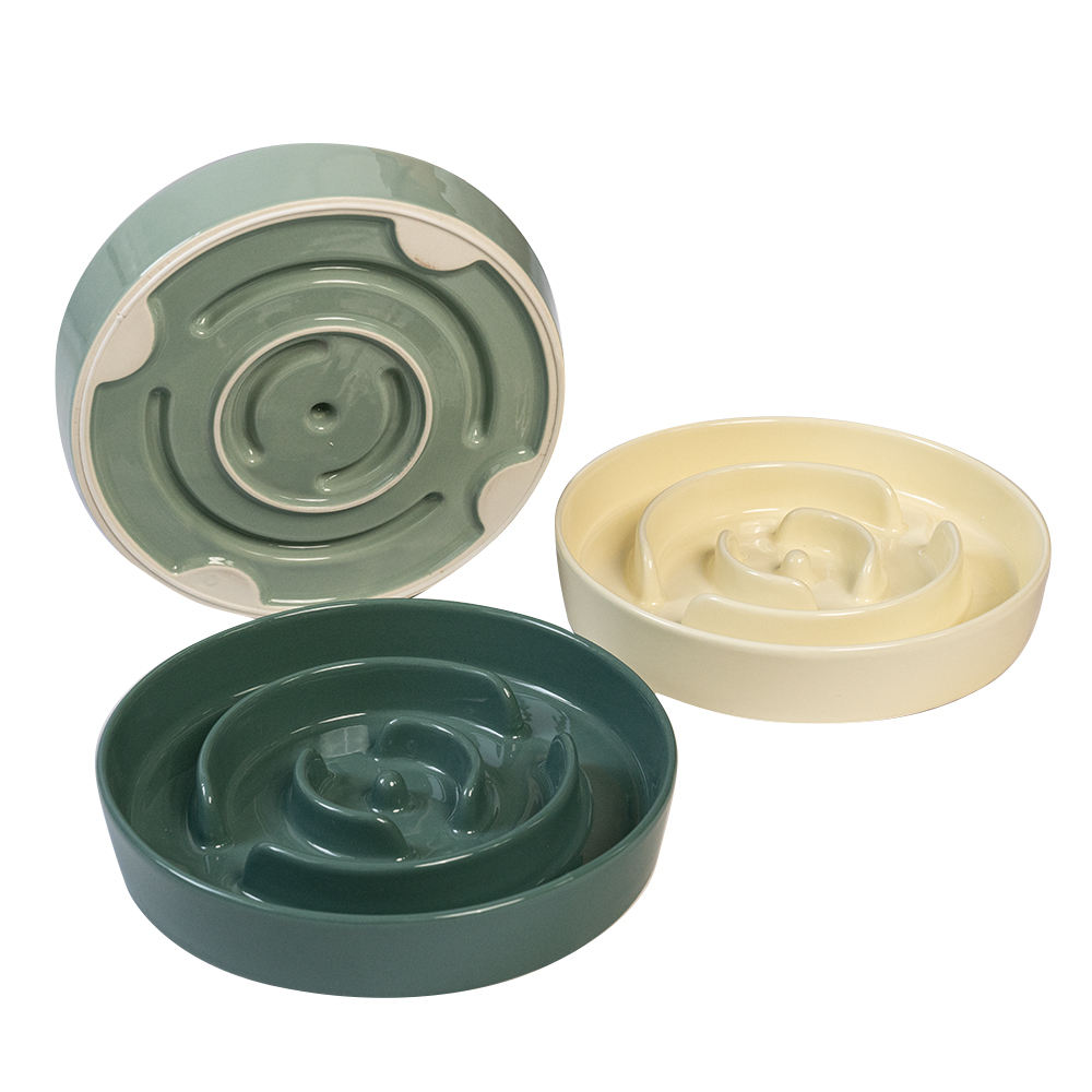 New Design Non Slip Bottom Multicolor Ceramic Pet Slow Bowl For Dog