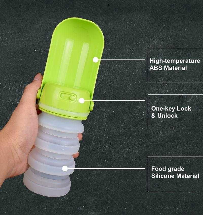 Food Grade Silicone Foldable Pet Water Bottle Outdoor Portable Dog Water Bottle