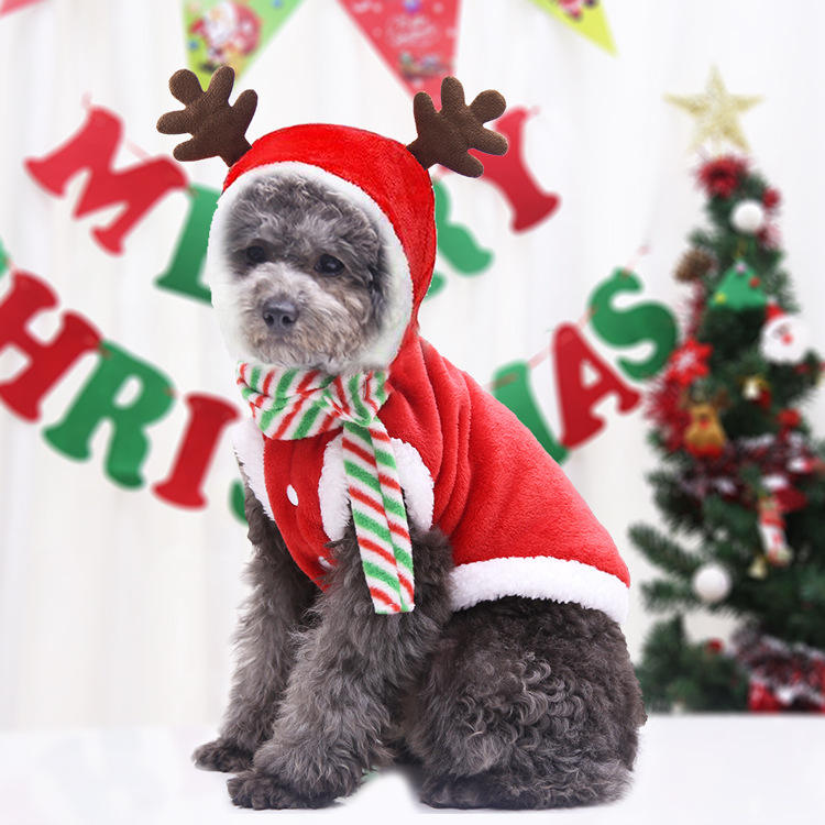 Wholesale Custom Winter Dog Clothes Christmas Holiday Large Dog Clothes Hat Fashion Pet Clothes