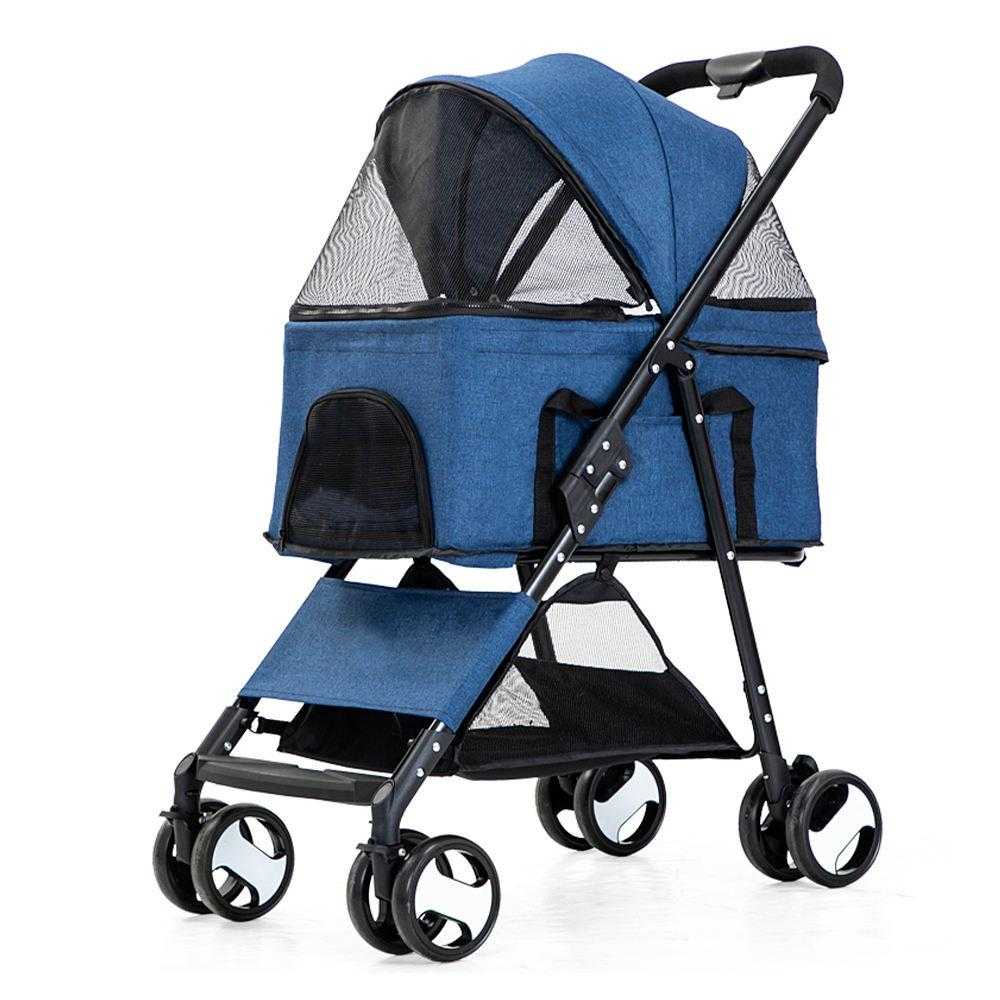 Stable Light Weight One Handle Foldable Pet Stroller With Basket