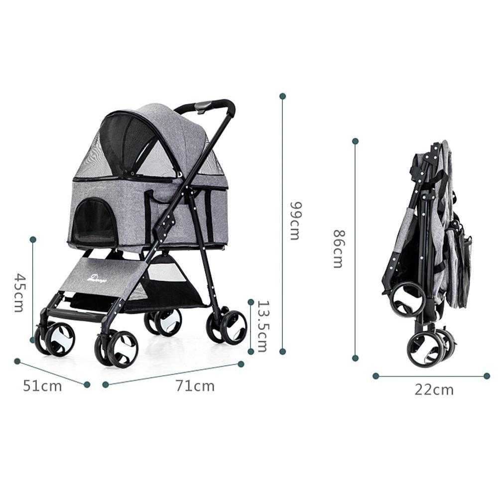 Stable Light Weight One Handle Foldable Pet Stroller With Basket