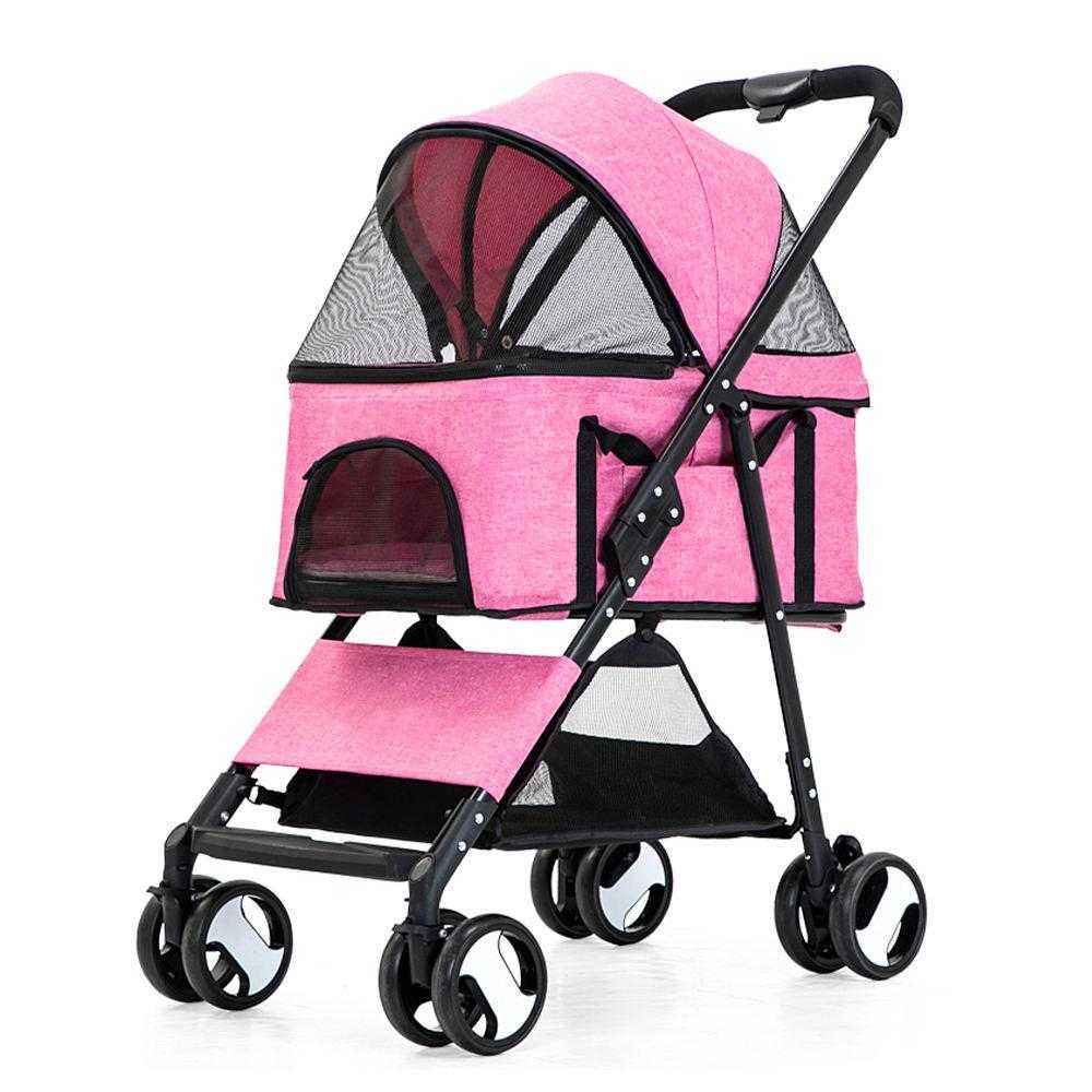 Stable Light Weight One Handle Foldable Pet Stroller With Basket