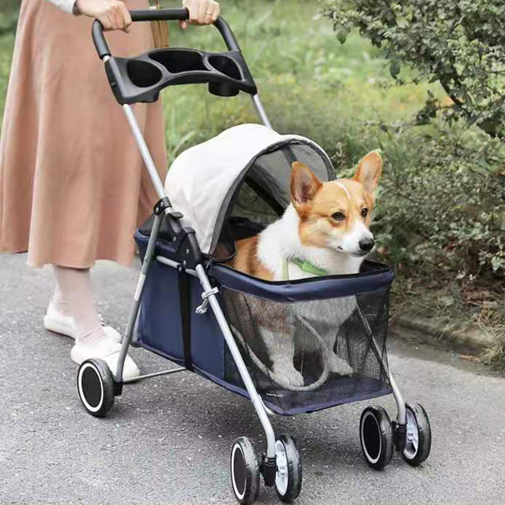 Stable Light Weight One Handle Foldable Pet Stroller
