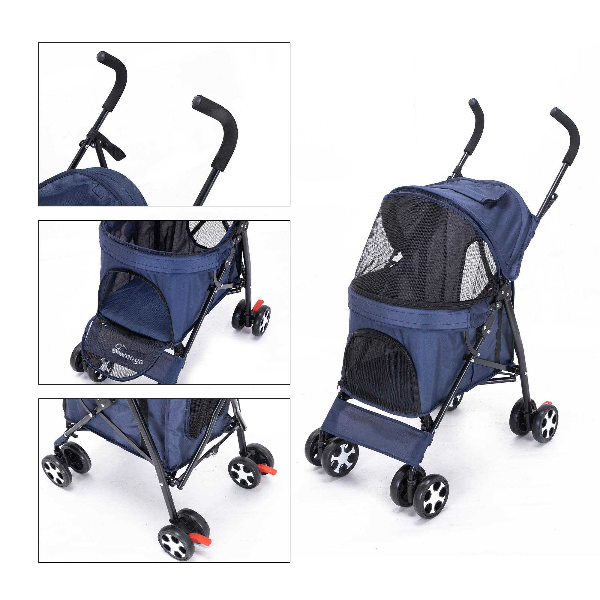 Stable Light Weight One Handle Fold Pet Stroller With Basket