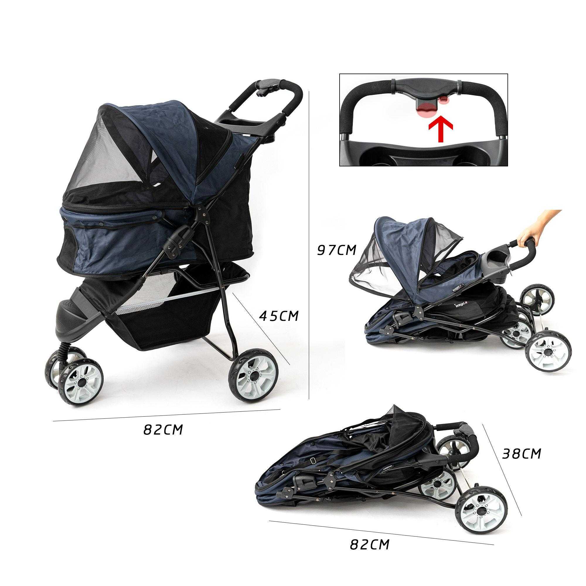 Stable Aluminum Alloy Light Weight One Handle Fold Pet Stroller