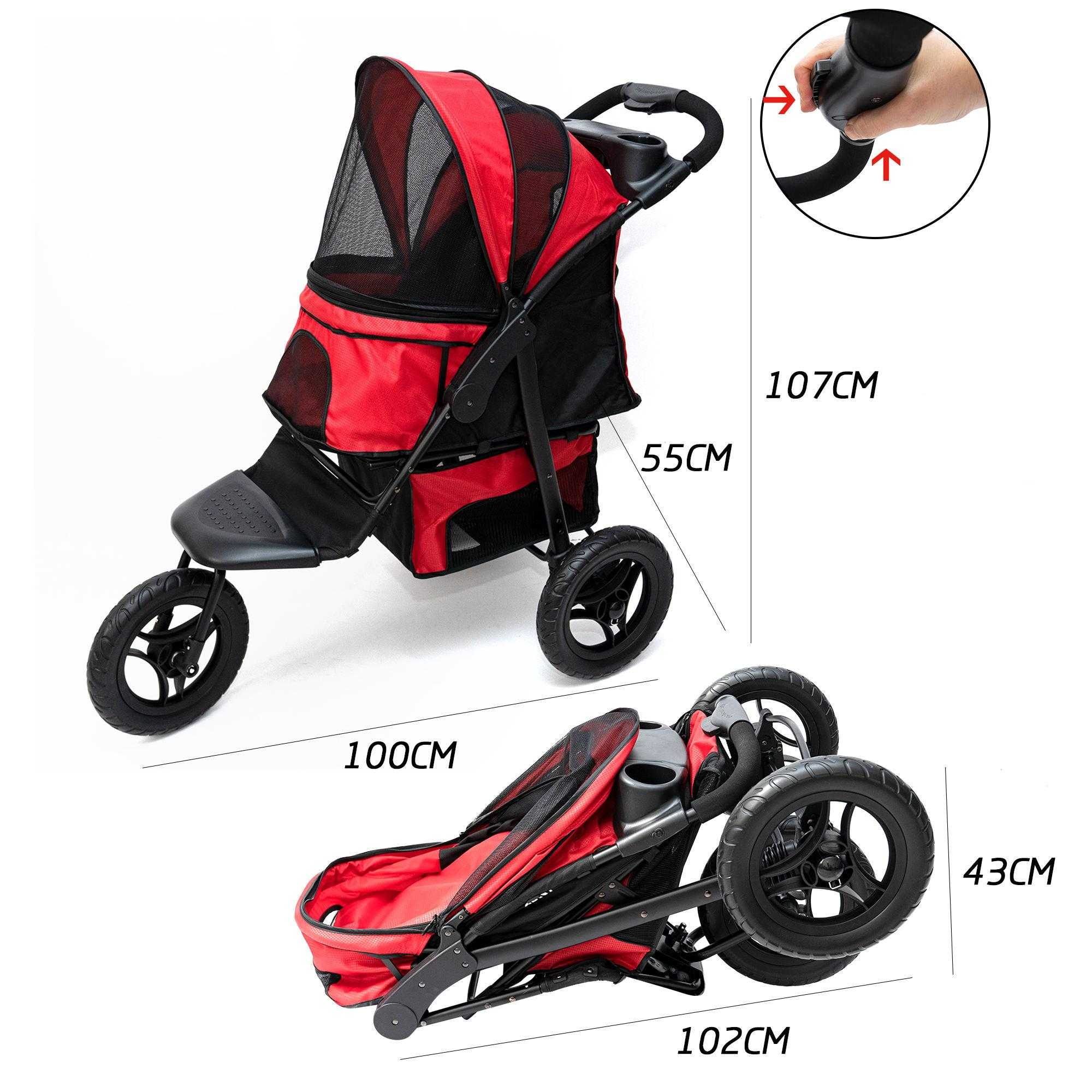 Stable Aluminum Alloy Light Weight One Handle Fold Pet Stroller