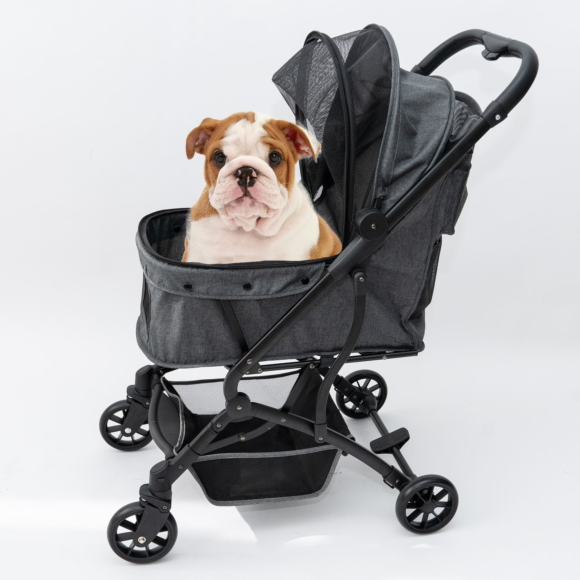 Travel Durable Aluminum Alloy Light Weight One Handle Fold Pet Stroller