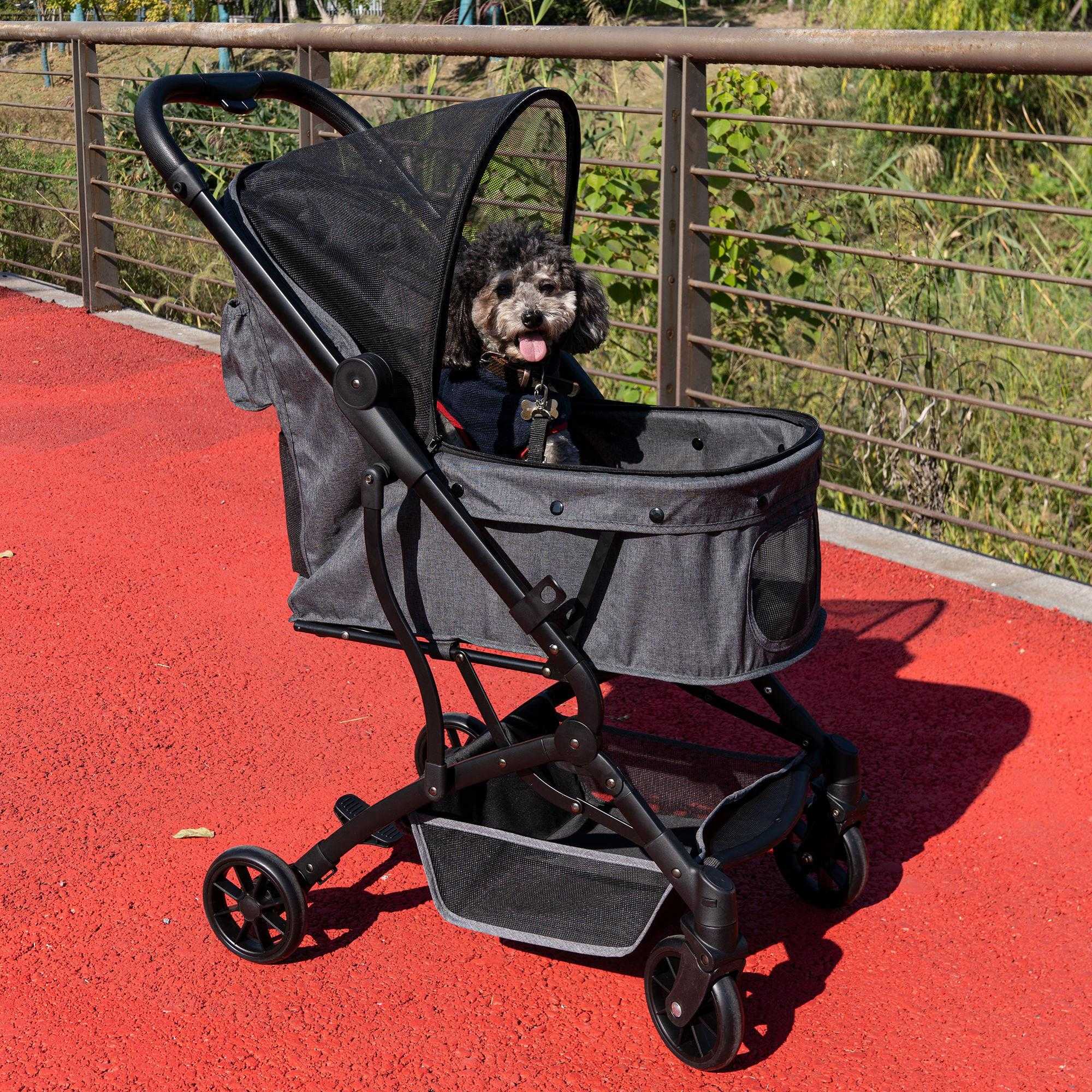 Travel Durable Aluminum Alloy Light Weight One Handle Fold Pet Stroller