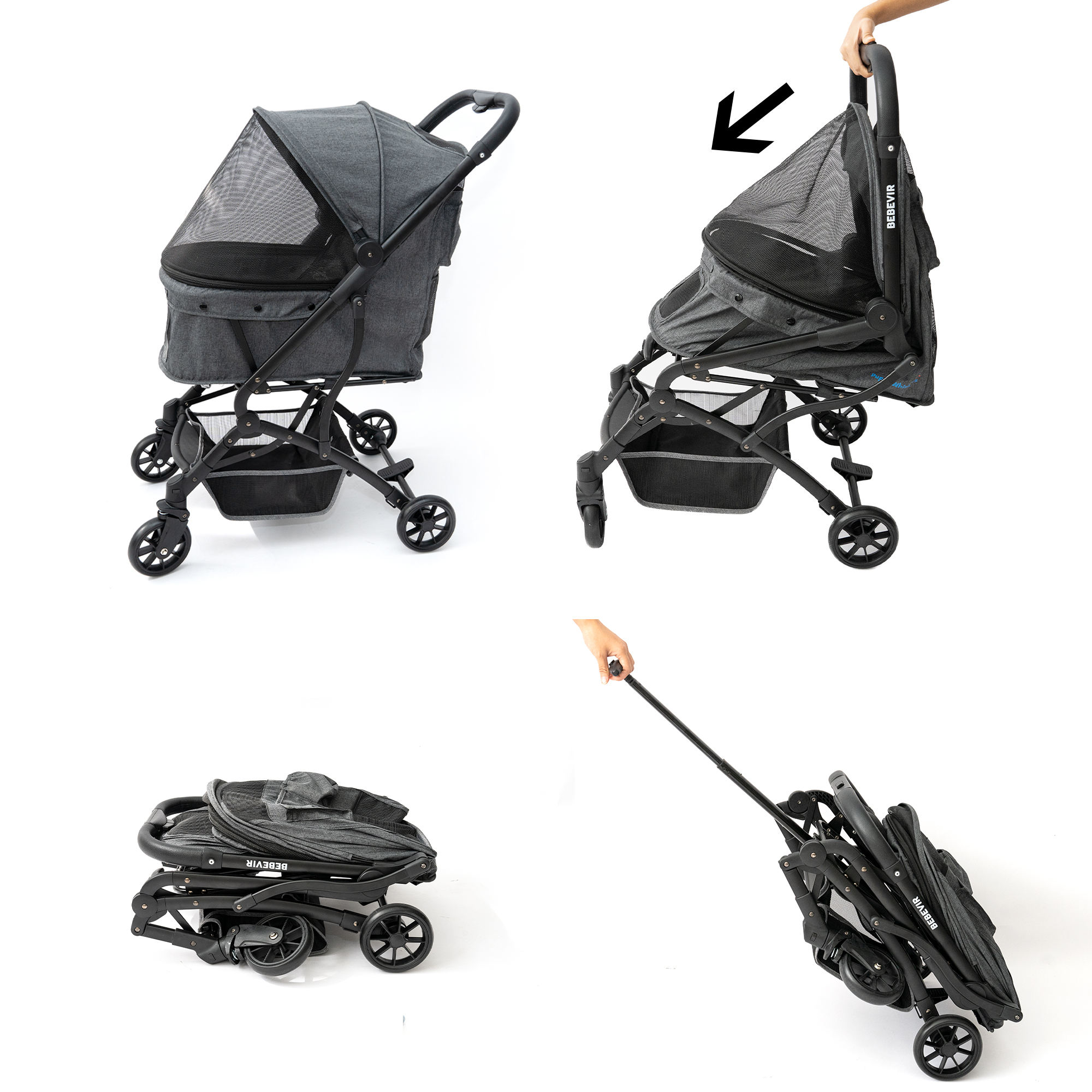 Travel Durable Aluminum Alloy Light Weight One Handle Fold Pet Stroller