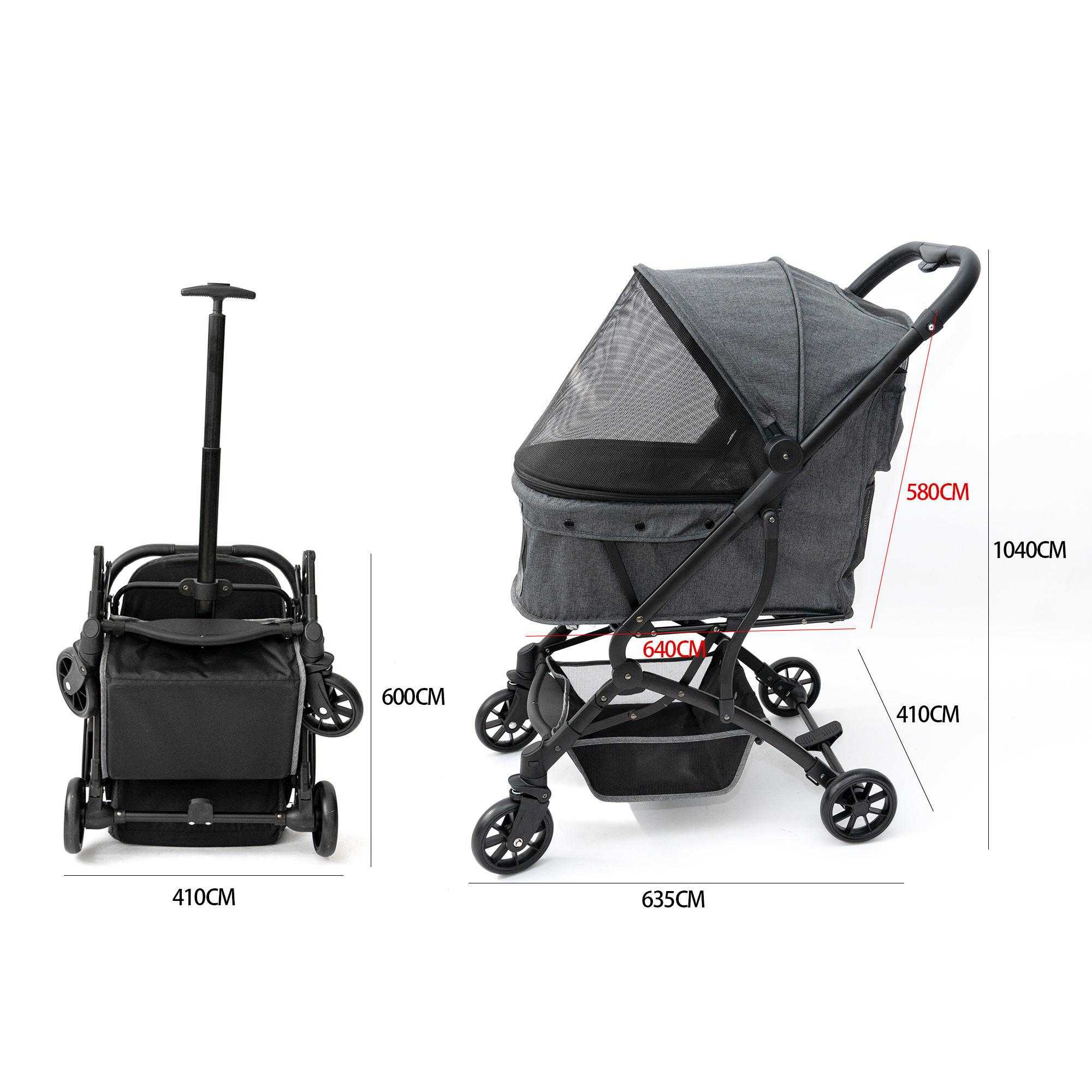 Travel Durable Aluminum Alloy Light Weight One Handle Fold Pet Stroller