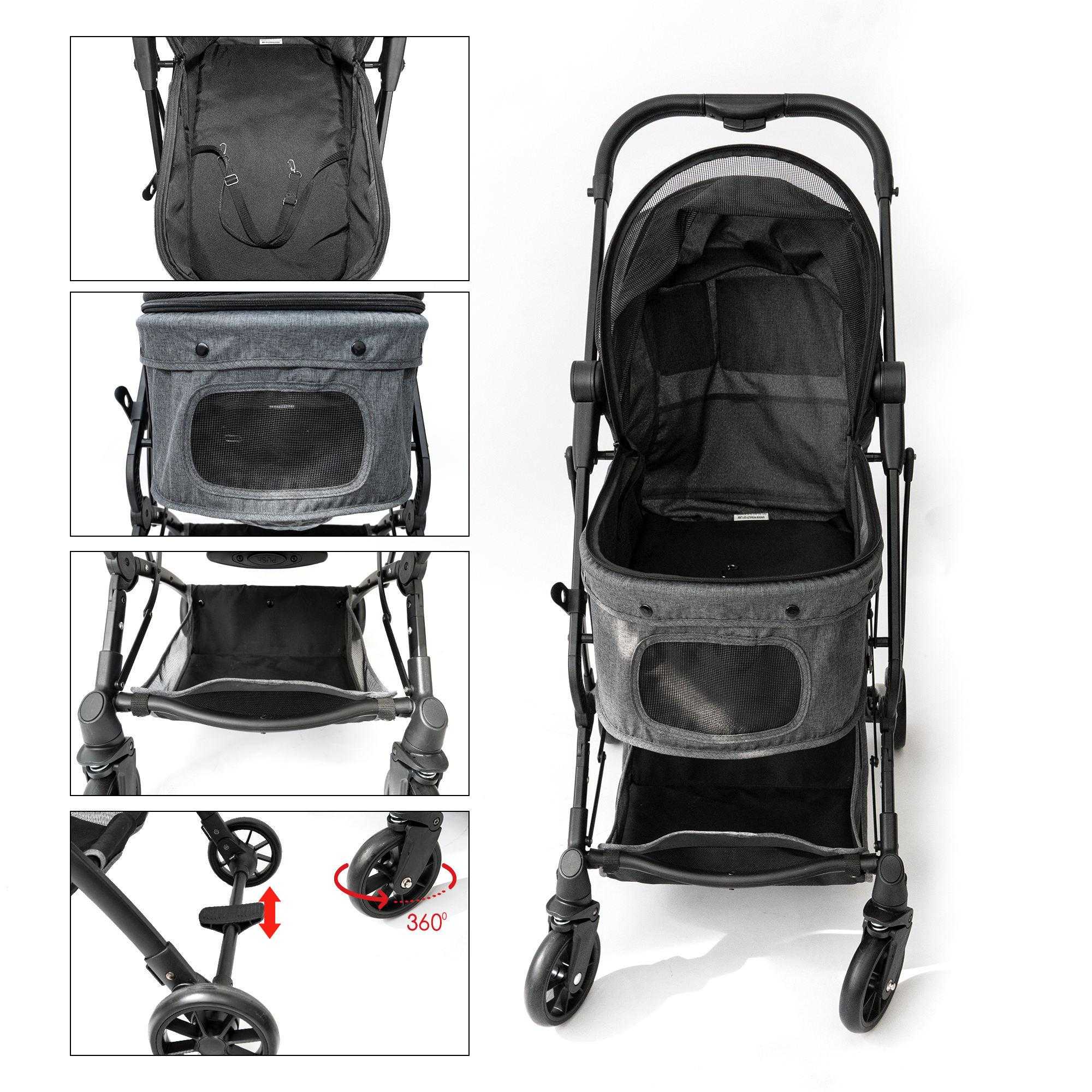 Travel Durable Aluminum Alloy Light Weight One Handle Fold Pet Stroller