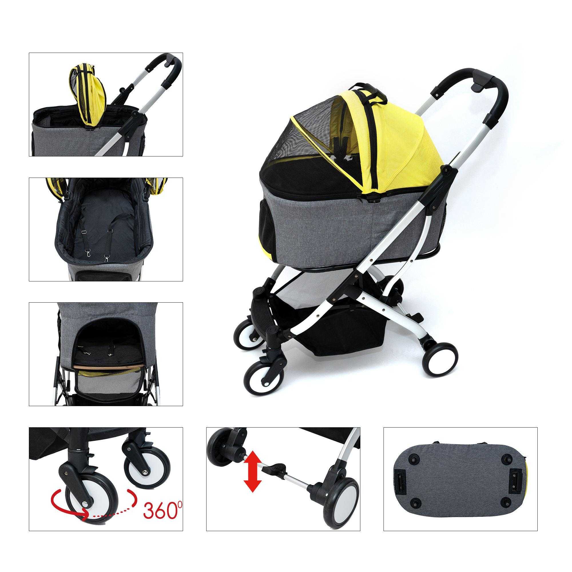 Multifunctional Durable Aluminum Alloy Light Weight One Key Foldable Pet Stroller