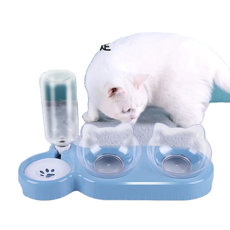 Hot Selling Cat Dog Durable Drinking Water Elevated Dispenser Feeder Cat Dog Double Bowl