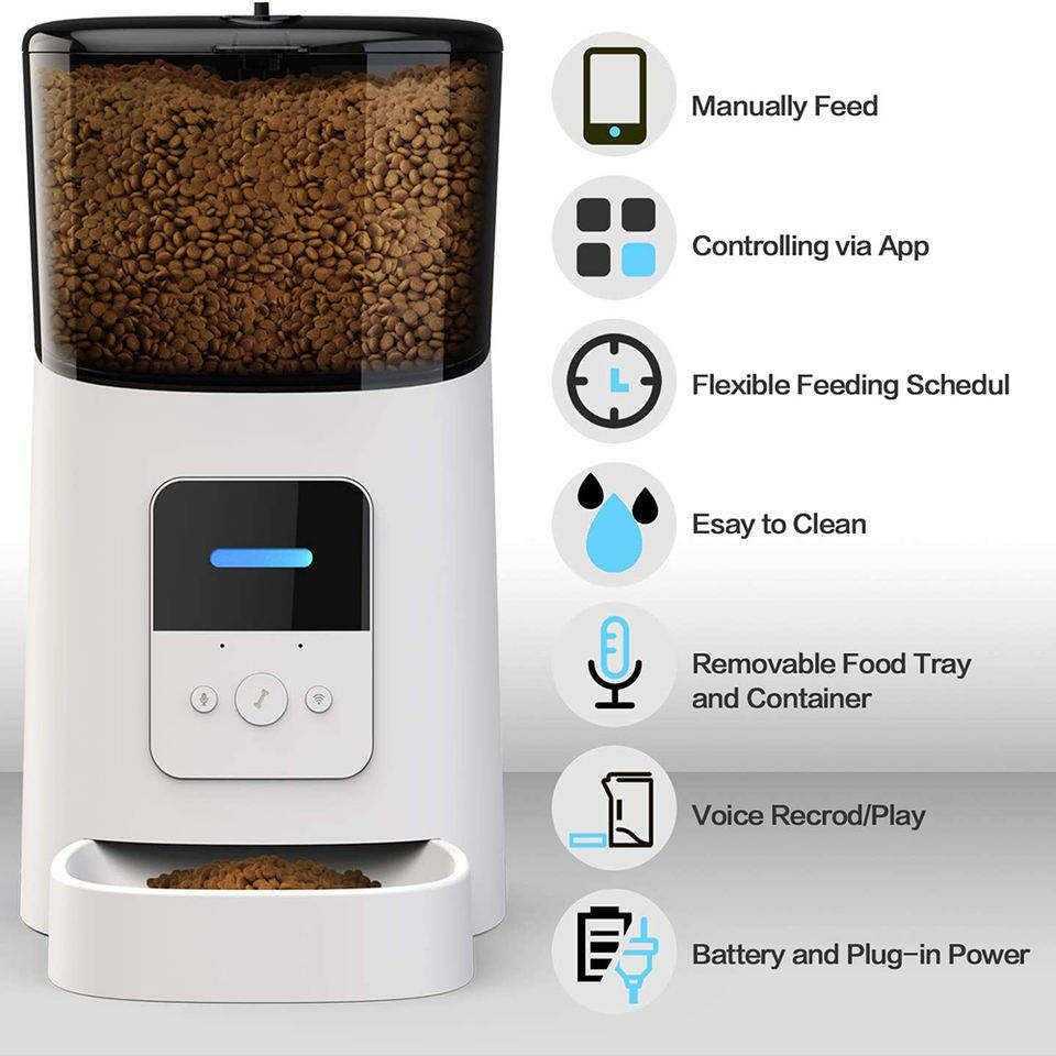 Hot Sale Dog Cat Automatic Smart Wi-fi Enabled Mobile Phone Control Pet 6l Smart Cat Feeder