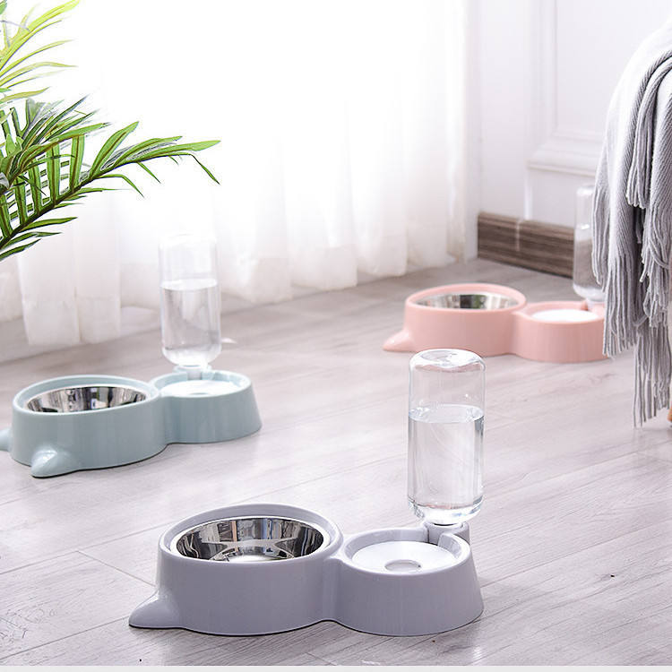 Double Bowl Pet Feeder Non-slip Transparent Bowls Pet Food Bowls For Cats And Small Dogs Pet Supplies