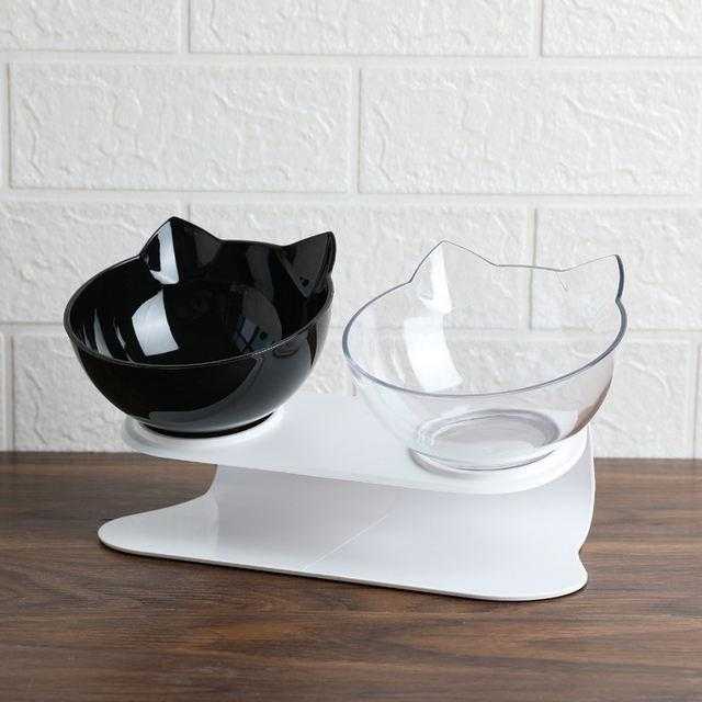 Double Bowl Pet Feeder Non-slip Transparent Bowls Pet Food Bowls For Cats And Small Dogs Pet Supplies