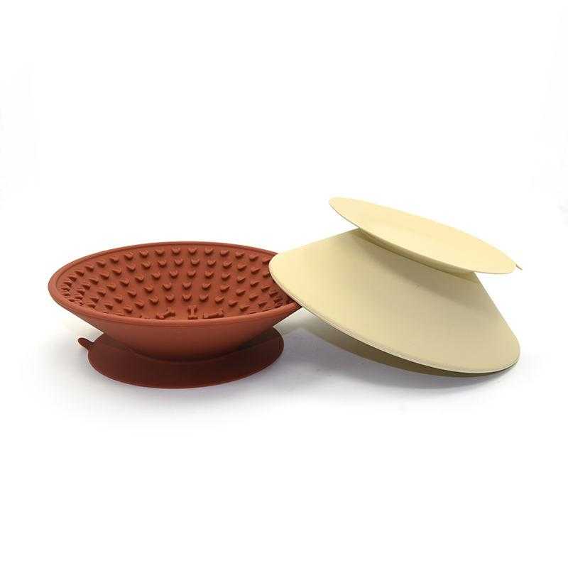 Round Slow Eating Bowls Dog Licking Bowl Strong Suction Base Silicone Pet Slow Feeder