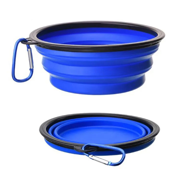 Custom Outdoor Pet Accessories Dog Food Water Travel Feeder Bowl Portable Foldable Silicone For Dogs Silicone Stretch Lids