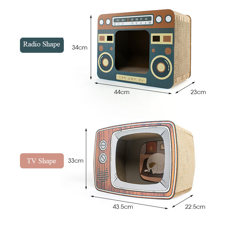 Pet Products 2023 Tv Shape Cat Scratcher Board Grinding Claws Vertical Corrugated Cat House Beds Kitten Scratching Toys