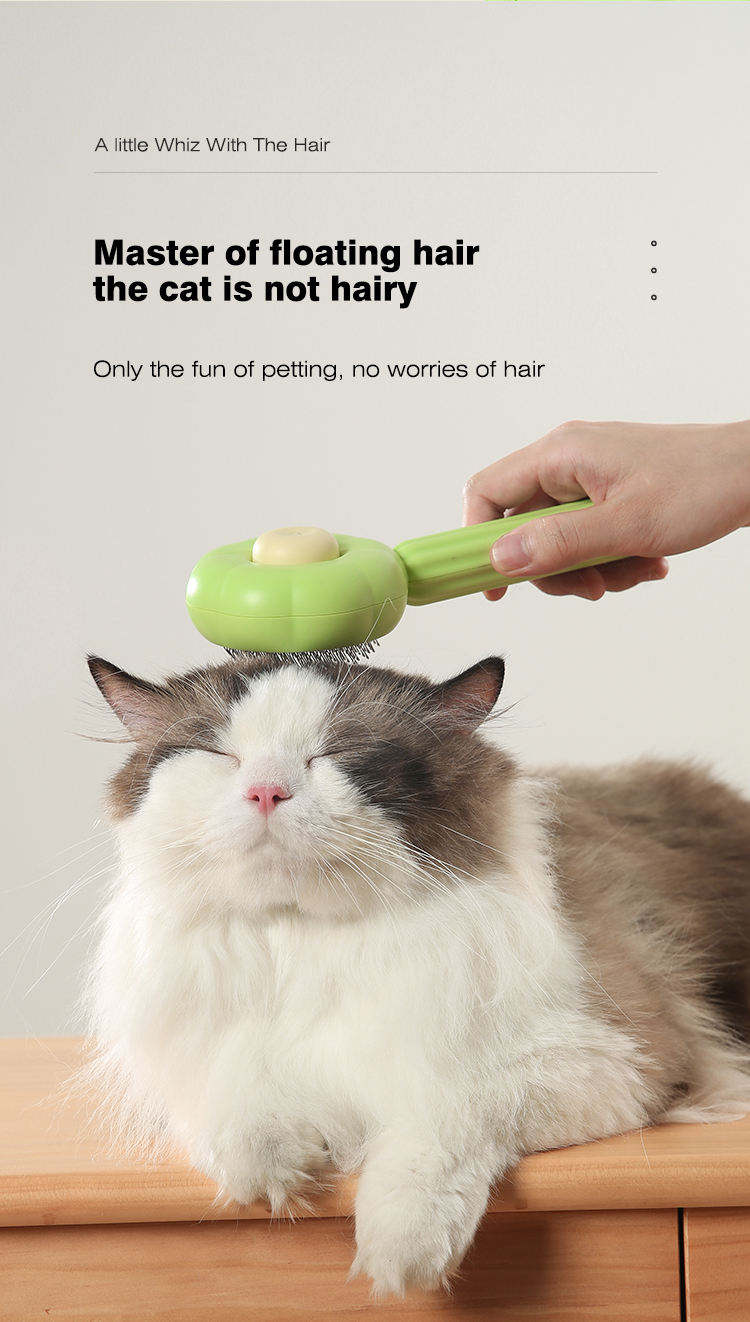New Pet Cat Dog Hair One Button Cleaner Removal Slicker Brush Hair Remover Portable Pumpkin Needle Comb