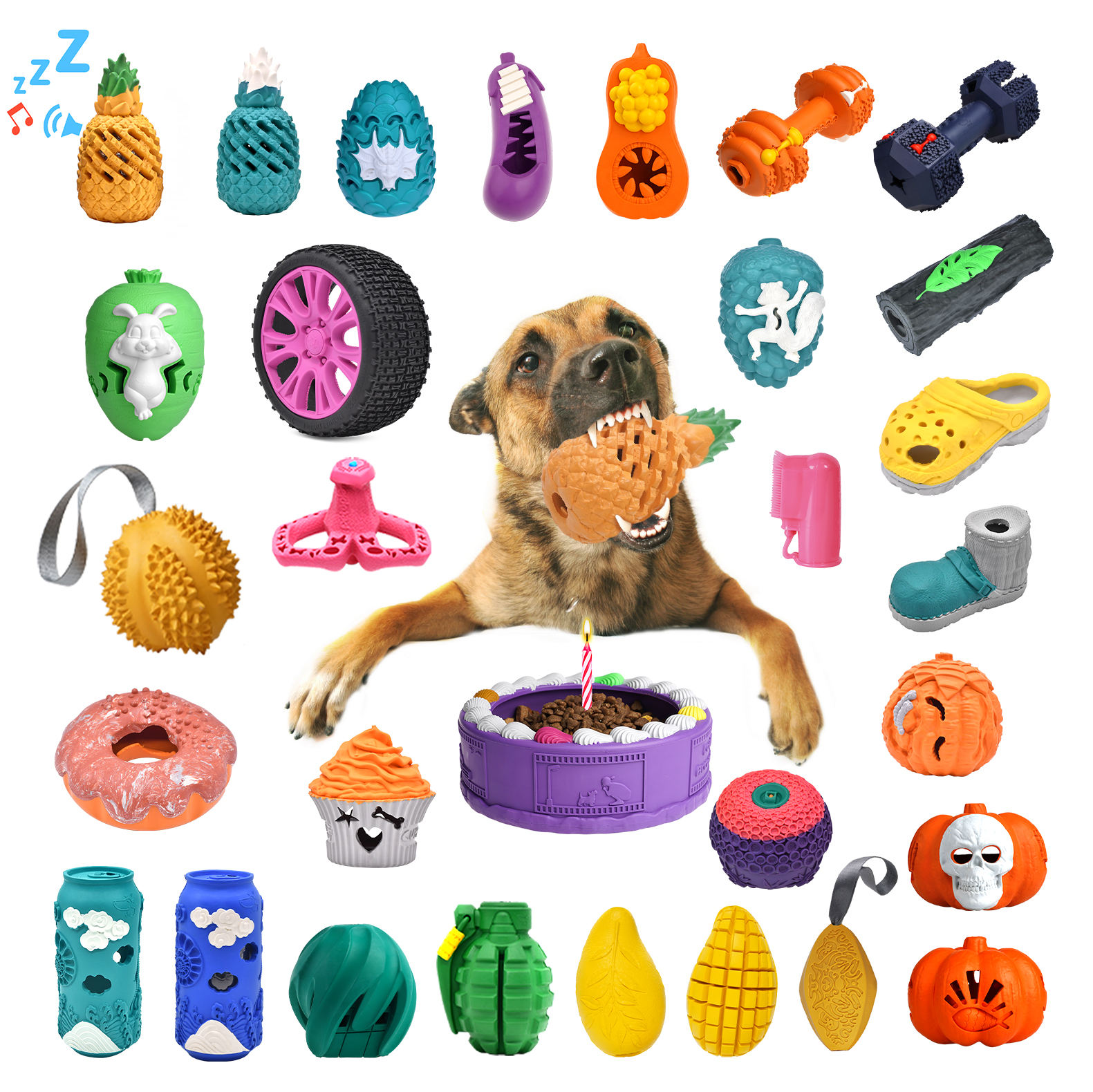 Modern Manufacture Rubber Sport Toy Indestructible Leakage Food Dumbbell Hiding Food Bite Pet Chew Dog Toy Dog Safe Rubber Toy