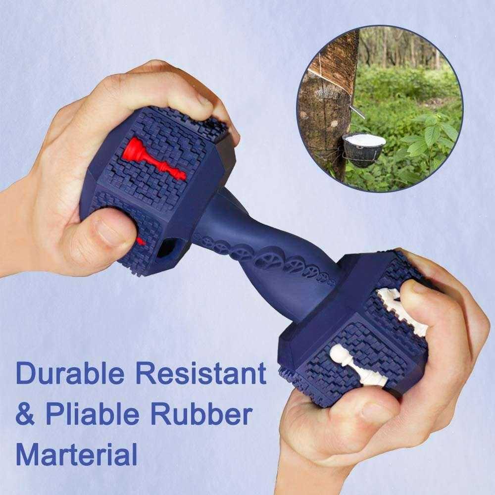 Modern Manufacture Rubber Sport Toy Indestructible Leakage Food Dumbbell Hiding Food Bite Pet Chew Dog Toy Dog Safe Rubber Toy