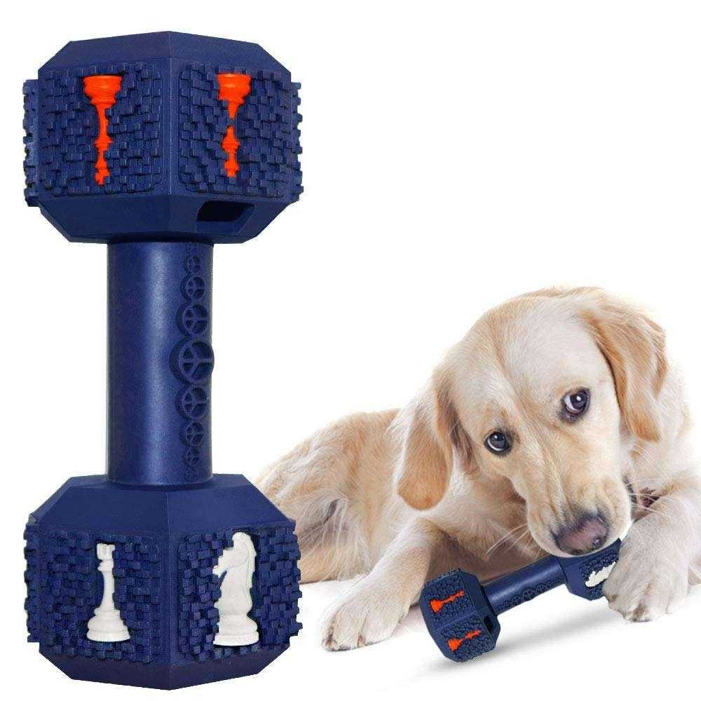 Modern Manufacture Rubber Sport Toy Indestructible Leakage Food Dumbbell Hiding Food Bite Pet Chew Dog Toy Dog Safe Rubber Toy