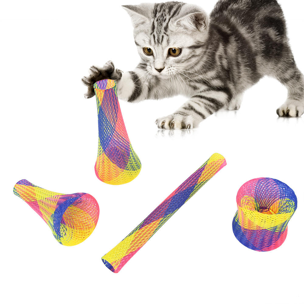 Customization Bulk Buy Pet Supplies Retractable Spring Nylon Interactive Sports Cat Toy