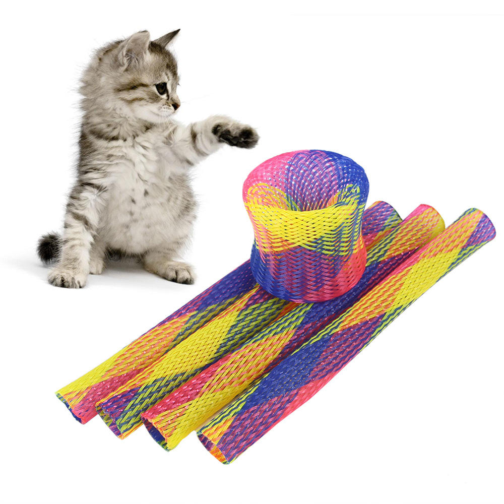 Customization Bulk Buy Pet Supplies Retractable Spring Nylon Interactive Sports Cat Toy
