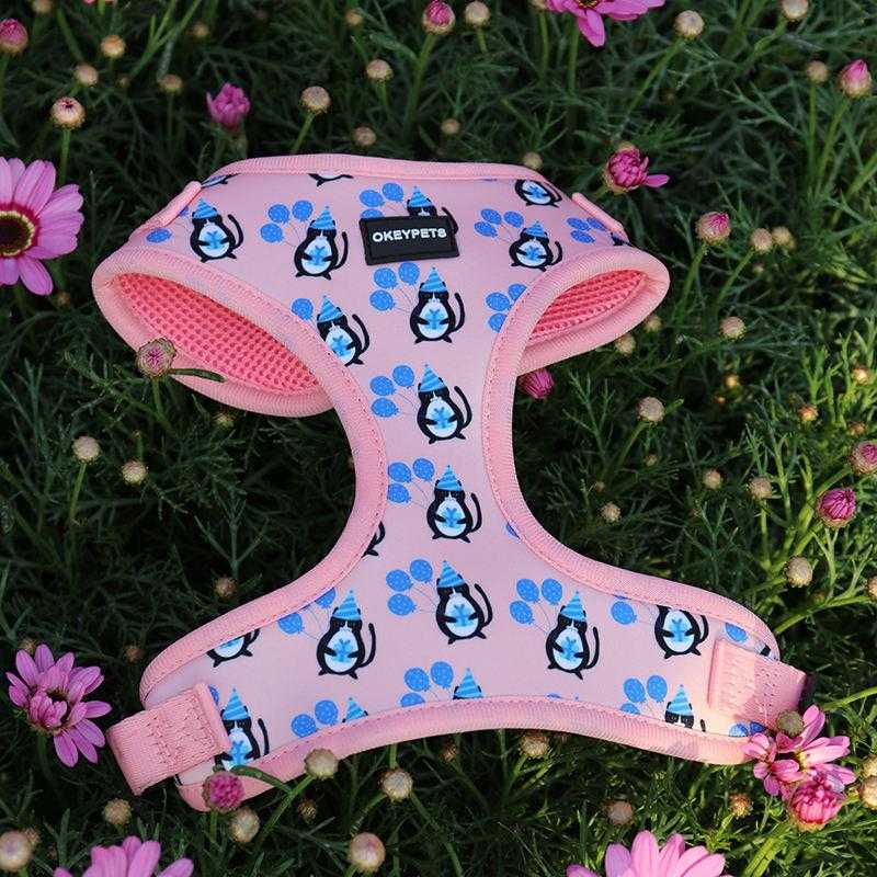 Personalized Pattern Neoprene Designer Luxury Cat Dog Harness Air Layer Dog Harness Set