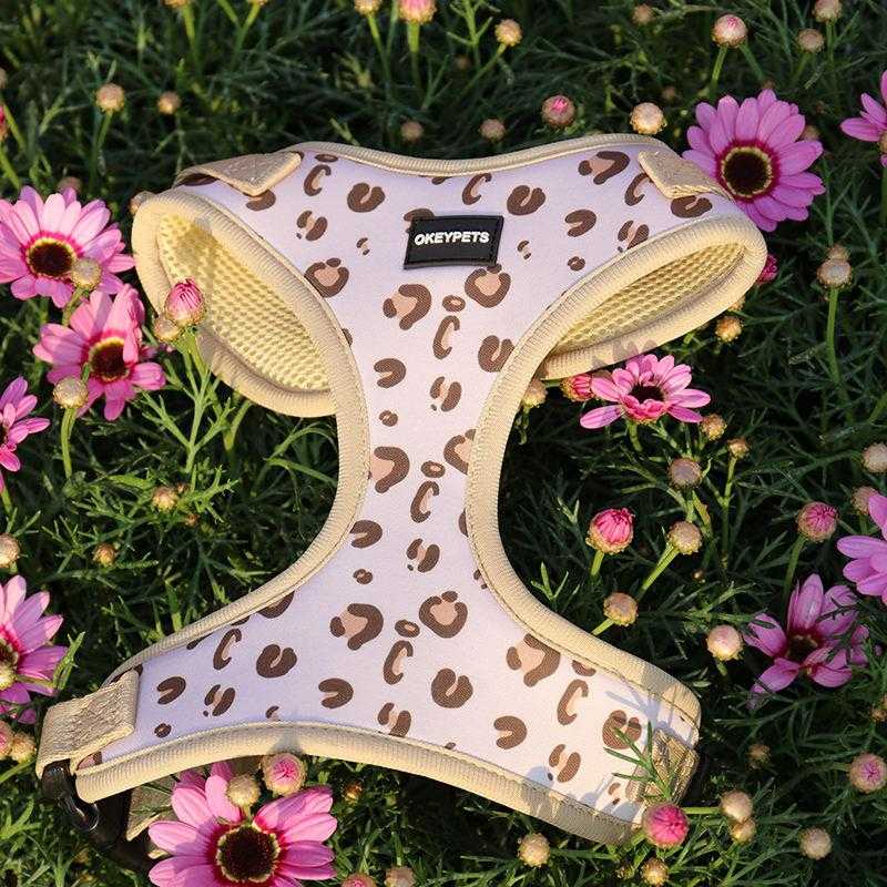 All-weather Dog Harness Neoprene Heavy-duty Metal D-ring Stylish Luxury Prints Puppy Dog Harness Set