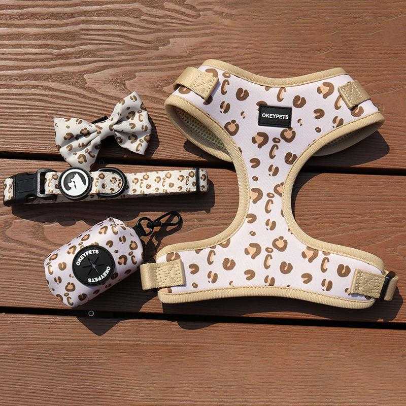 Personalized Dog Harness Lead And Poop Bags Adjustable Pet Cat Mesh Vest Custom Brand Label Reflective Dog Harness