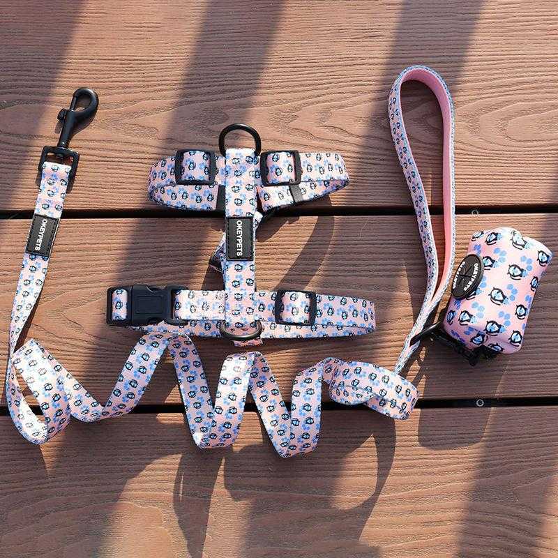 Custom Soft Safe Adjustable Plastic Neck Buckle Polyester Strap Webbing Heated Logo Harness Dog H Shape
